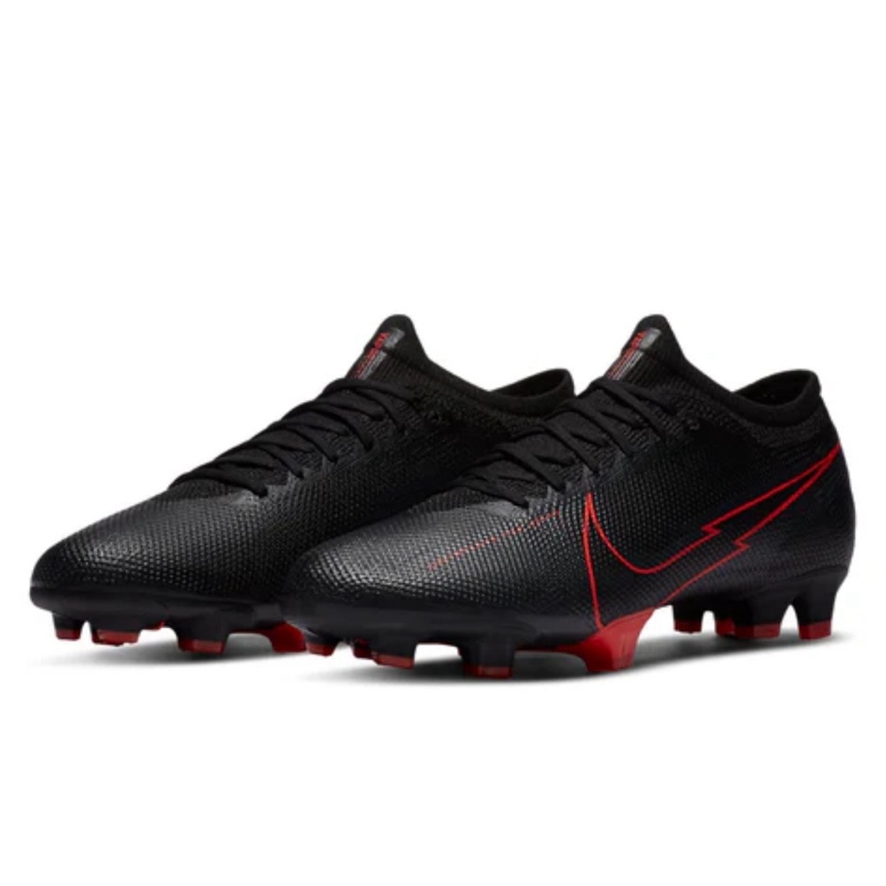 Nike Mercurial Vapor 13 Pro FG Soccer Cleats AT7901-060 Black Red Mens